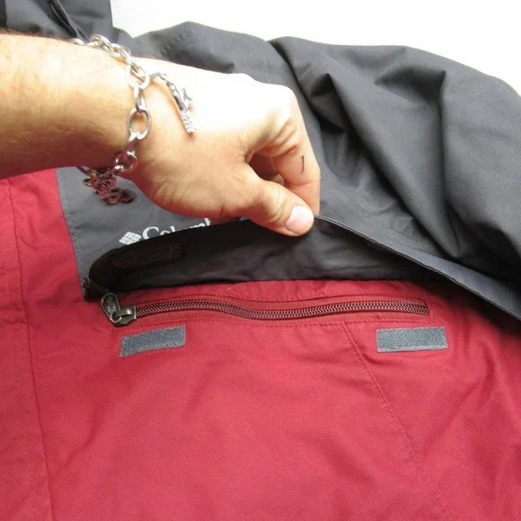 Columbia Jacket Men Large Red Interchange Hood Full Zip Waterproof Ski 3in1SHELL - Picture 10 of 16